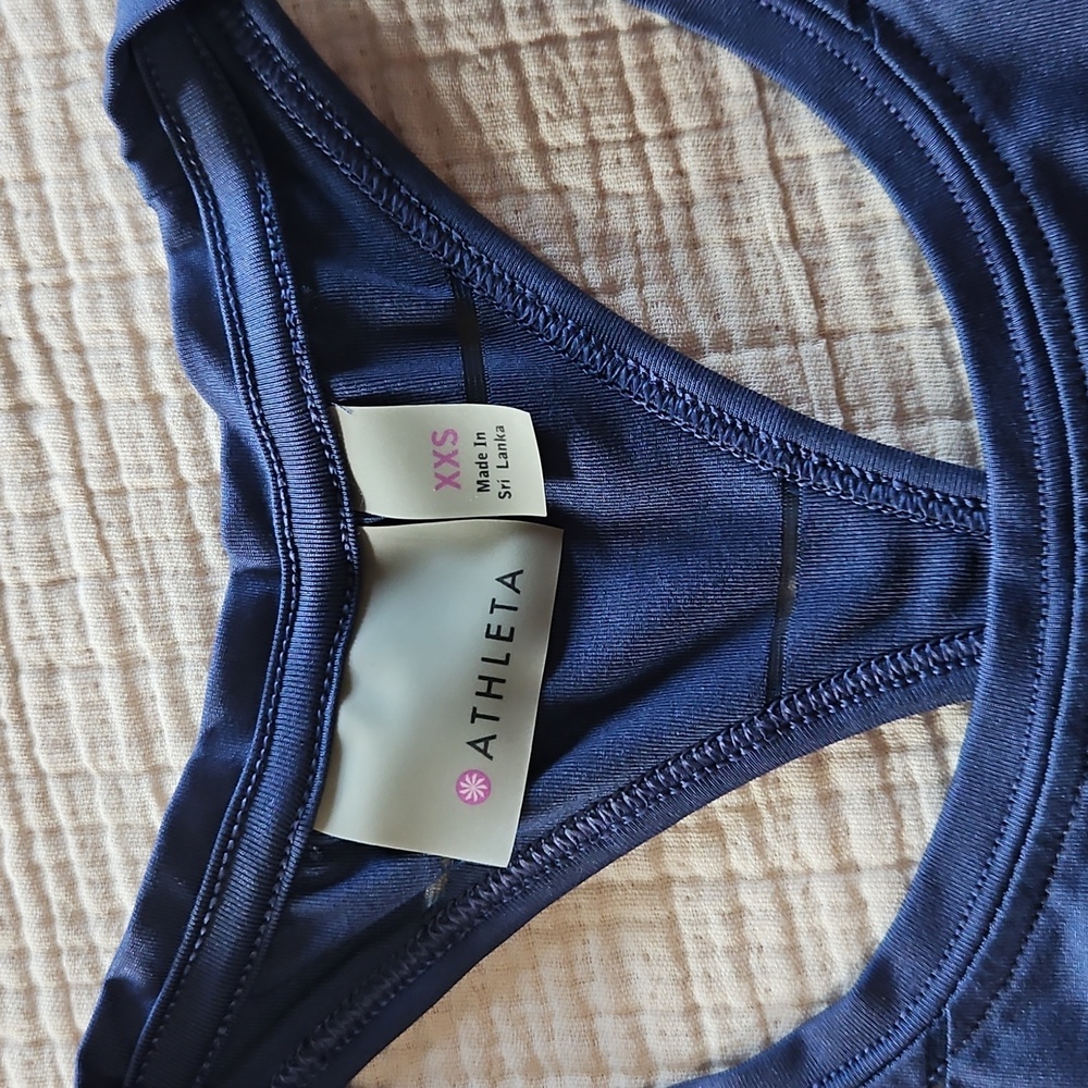 Athleta Navy Striped Racerback Tank Top - Picture 2 of 4